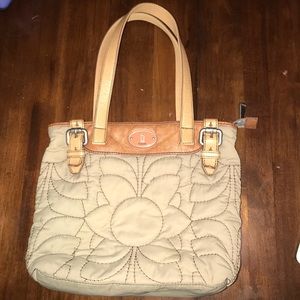 Beige/Green Fossil KeyPer Purse